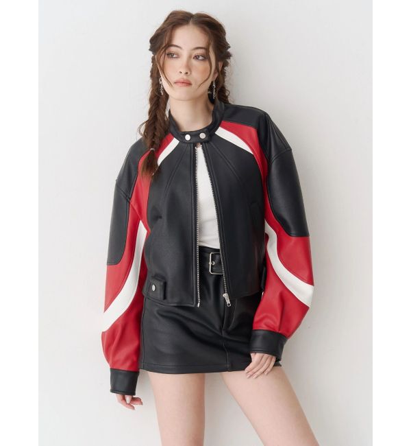 EVRIS「エンブレムドッキングバイカーブルゾン【セットアップ着用可能】」|ブルゾン・スタジャン|