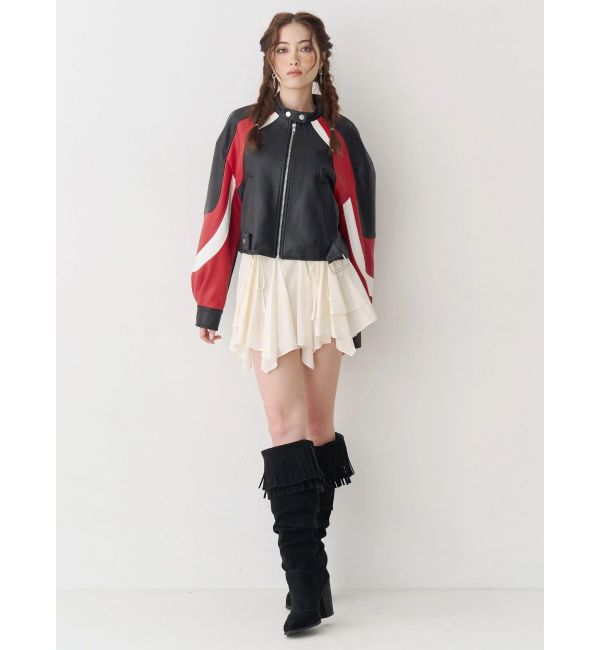 EVRIS「エンブレムドッキングバイカーブルゾン【セットアップ着用可能】」|ブルゾン・スタジャン|