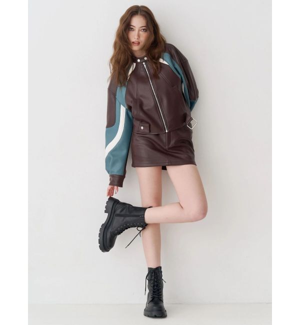 EVRIS「エンブレムドッキングバイカーブルゾン【セットアップ着用可能】」|ブルゾン・スタジャン|