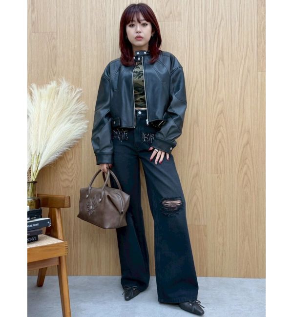 EVRIS「エンブレムドッキングバイカーブルゾン【セットアップ着用可能】」|ブルゾン・スタジャン|