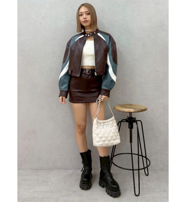 EVRIS「エンブレムドッキングバイカーブルゾン【セットアップ着用可能】」|ブルゾン・スタジャン|