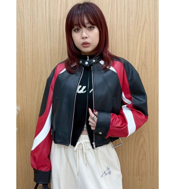 EVRIS「エンブレムドッキングバイカーブルゾン【セットアップ着用可能】」|ブルゾン・スタジャン|