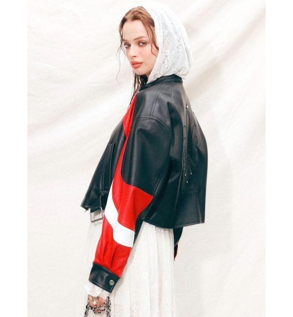 EVRIS「エンブレムドッキングバイカーブルゾン【セットアップ着用可能】」|ブルゾン・スタジャン|