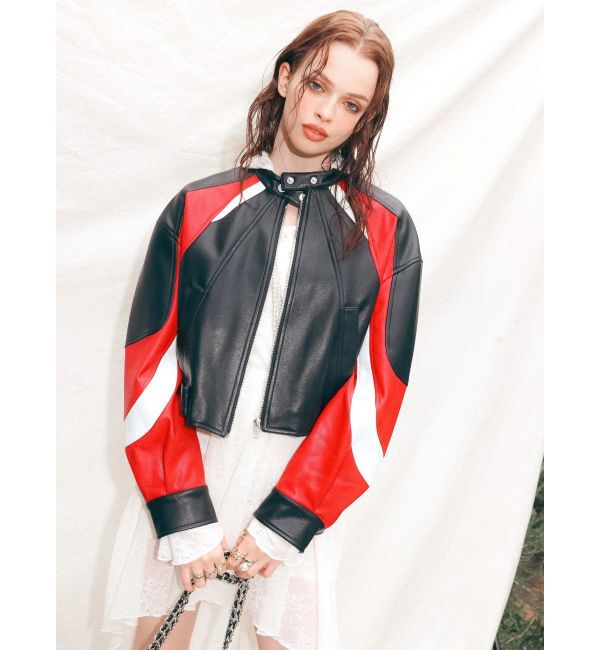 EVRIS「エンブレムドッキングバイカーブルゾン【セットアップ着用可能】」|ブルゾン・スタジャン|