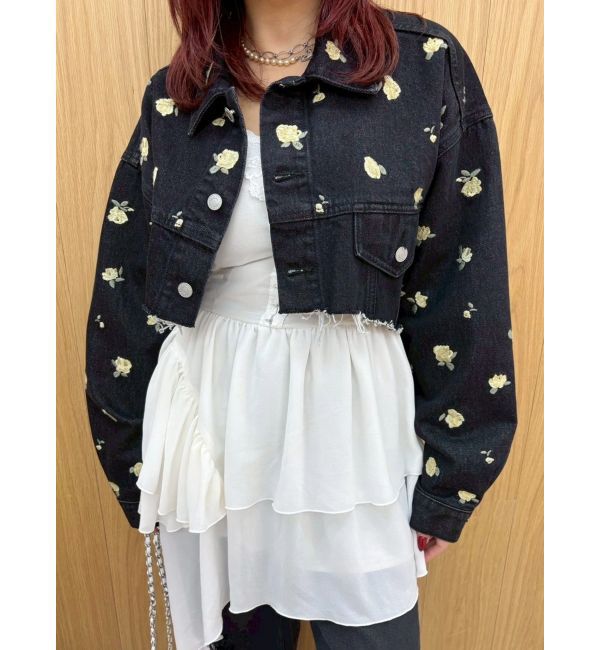 EVRIS「Embroideryデニムブルゾン【セットアップ着用可能】」|デニムジャケット|