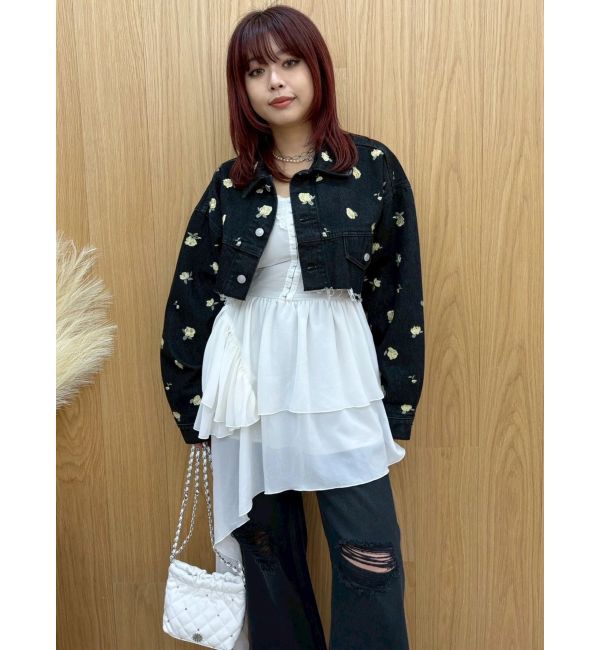 EVRIS「Embroideryデニムブルゾン【セットアップ着用可能】」|デニムジャケット|