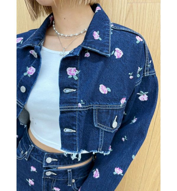 EVRIS「Embroideryデニムブルゾン【セットアップ着用可能】」|デニムジャケット|