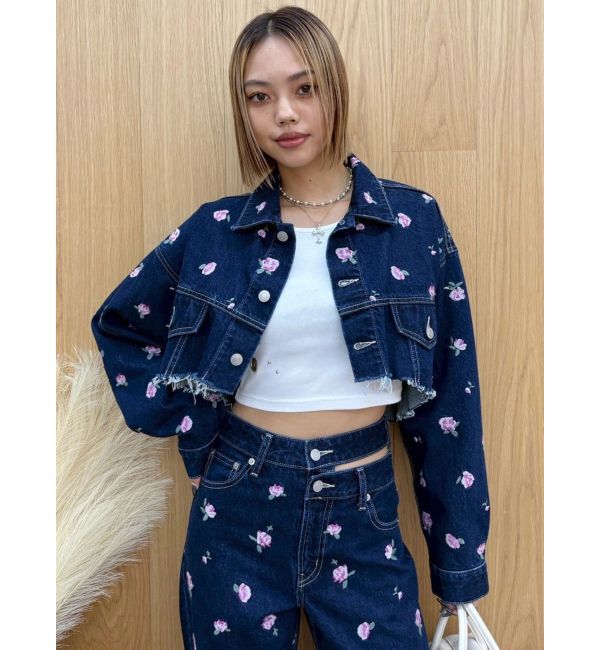 EVRIS「Embroideryデニムブルゾン【セットアップ着用可能】」|デニムジャケット|