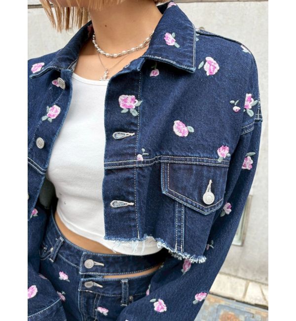 EVRIS「Embroideryデニムブルゾン【セットアップ着用可能】」|デニムジャケット|