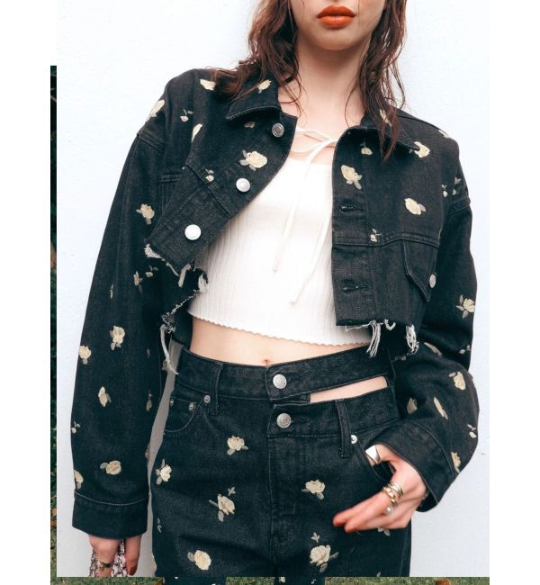 EVRIS「Embroideryデニムブルゾン【セットアップ着用可能】」|デニムジャケット|