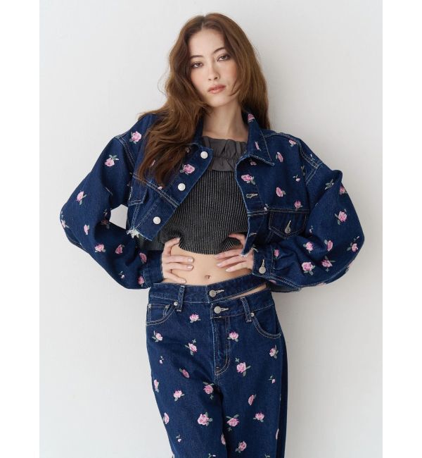 EVRIS「Embroideryデニムブルゾン【セットアップ着用可能】」|デニムジャケット|