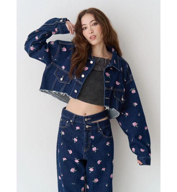 EVRIS「Embroideryデニムブルゾン【セットアップ着用可能】」|デニムジャケット|