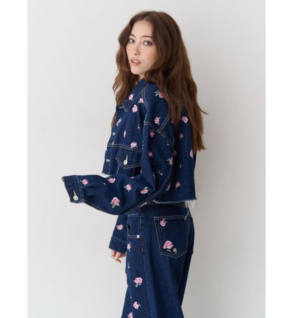 EVRIS「Embroideryデニムブルゾン【セットアップ着用可能】」|デニムジャケット|
