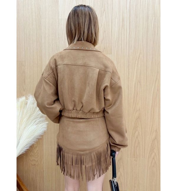 EVRIS「フェイクスウェードフリンジスタッズミニスカート【セットアップ着用可能】」|スカート|