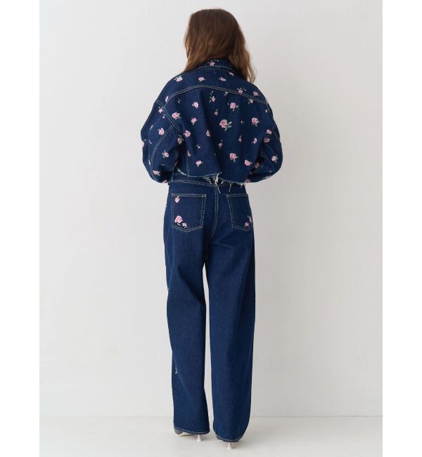 EVRIS「Embroideryカットアウトワイドデニムパンツ【セットアップ着用可能】」|デニム|