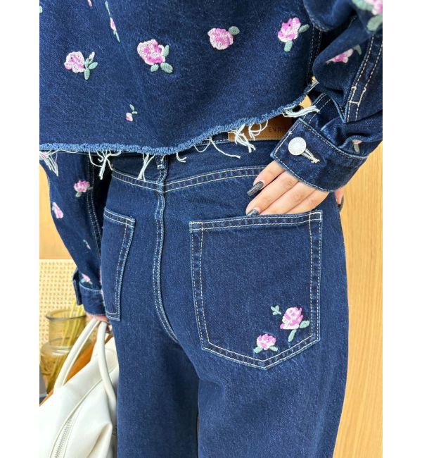 EVRIS「Embroideryカットアウトワイドデニムパンツ【セットアップ着用可能】」|デニム|