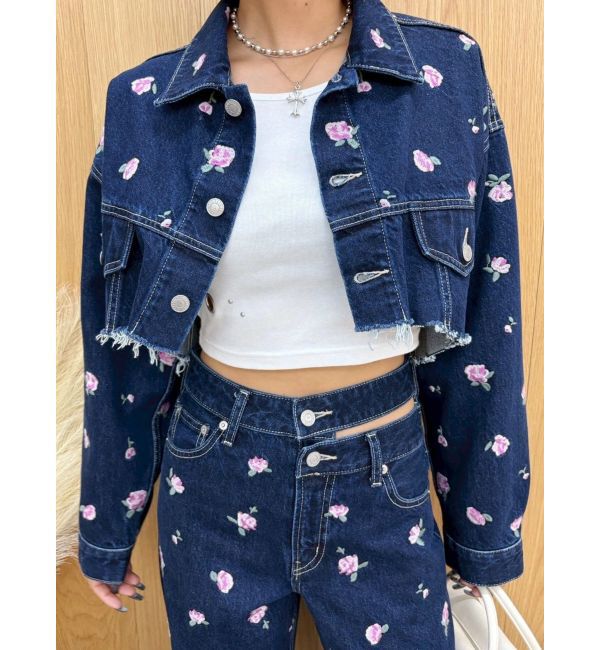 EVRIS「Embroideryカットアウトワイドデニムパンツ【セットアップ着用可能】」|デニム|