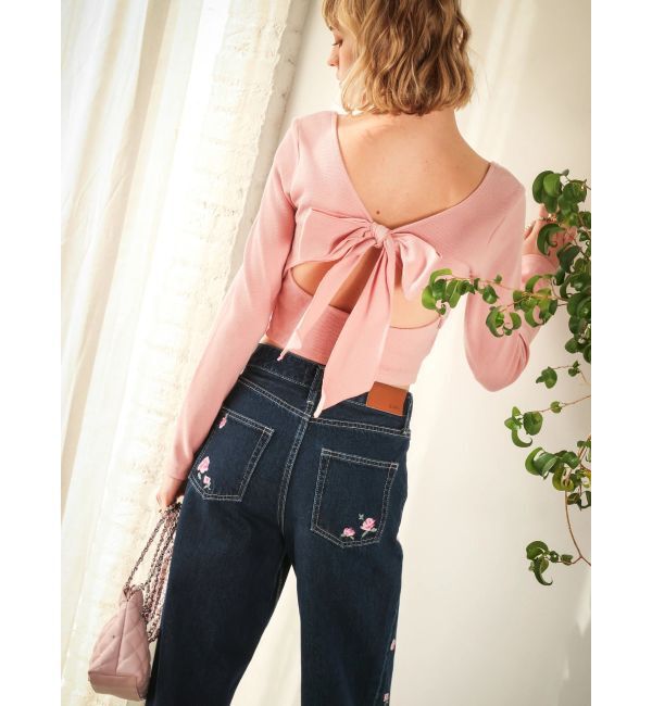 EVRIS「Embroideryカットアウトワイドデニムパンツ【セットアップ着用可能】」|デニム|