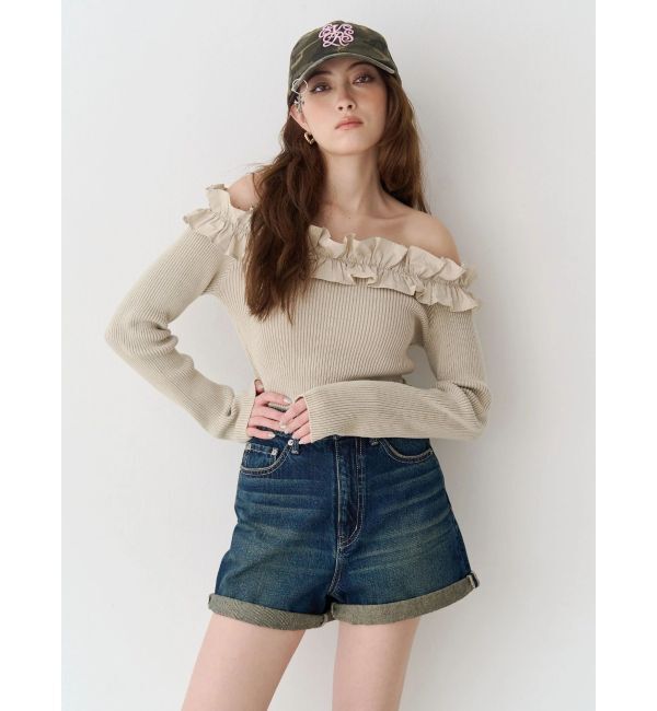 EVRIS「フリルピグメントニットトップス」|ニット・セーター|