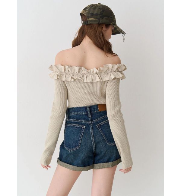 EVRIS「フリルピグメントニットトップス」|ニット・セーター|