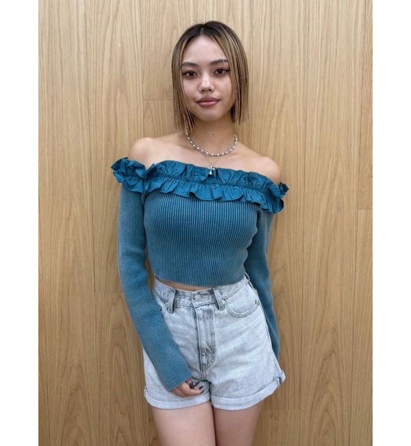 EVRIS「フリルピグメントニットトップス」|ニット・セーター|