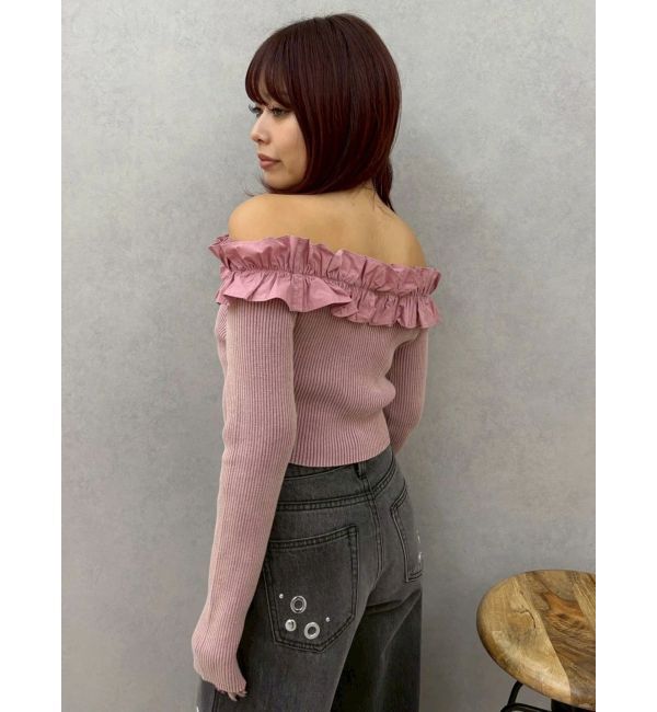 EVRIS「フリルピグメントニットトップス」|ニット・セーター|