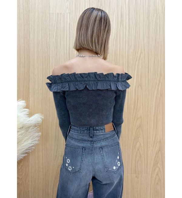 EVRIS「フリルピグメントニットトップス」|ニット・セーター|