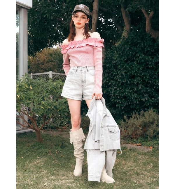 EVRIS「フリルピグメントニットトップス」|ニット・セーター|