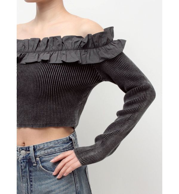 EVRIS「フリルピグメントニットトップス」|ニット・セーター|