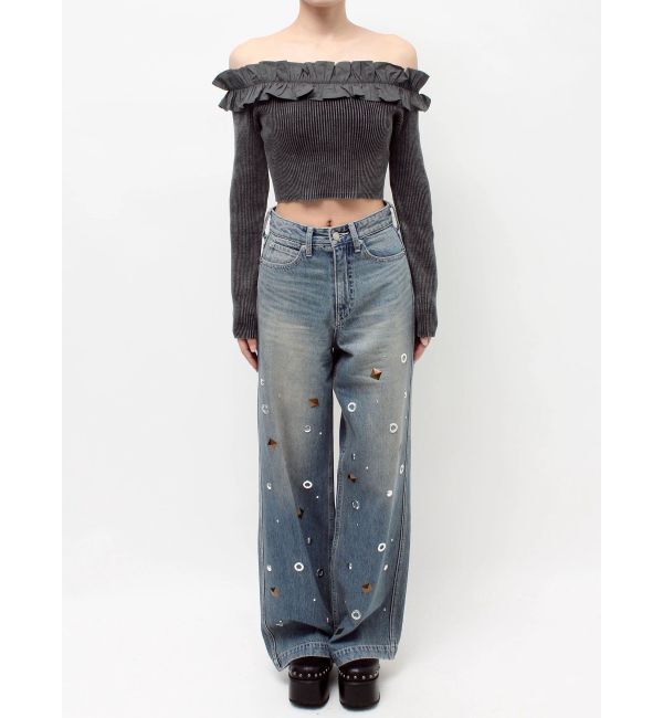 EVRIS「フリルピグメントニットトップス」|ニット・セーター|