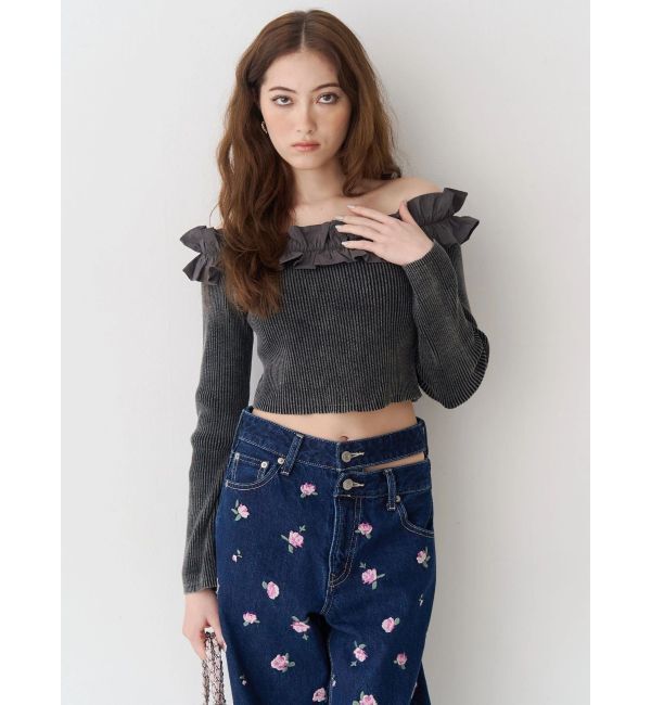 EVRIS「フリルピグメントニットトップス」|ニット・セーター|