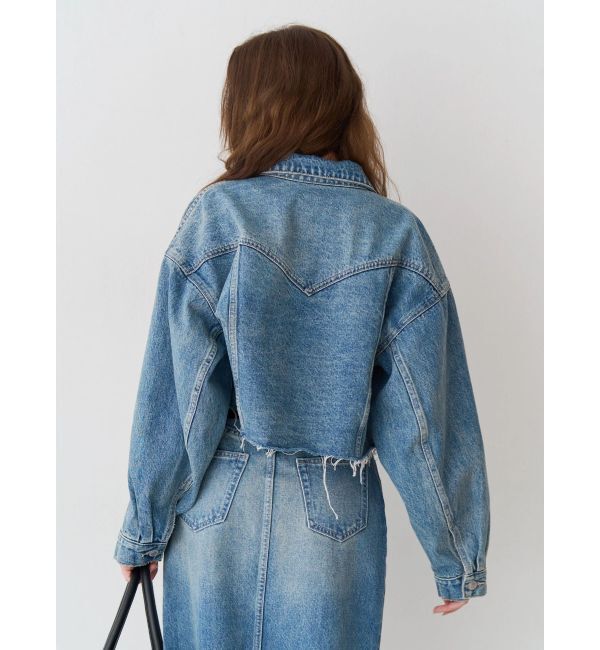 EVRIS「ヴィンテージライクカラーデニムブルゾン【セットアップ着用可能】」|デニムジャケット|