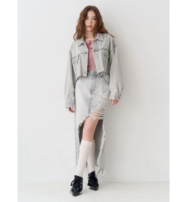 EVRIS「ヴィンテージライクカラーデニムブルゾン【セットアップ着用可能】」|デニムジャケット|