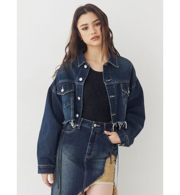 EVRIS「ヴィンテージライクカラーデニムブルゾン【セットアップ着用可能】」|デニムジャケット|