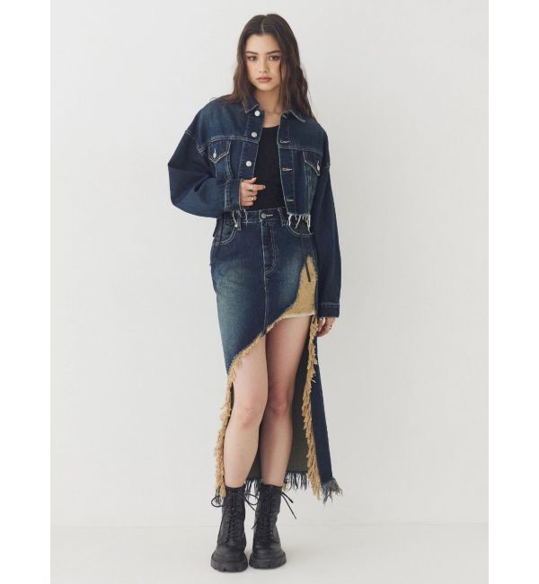 EVRIS「ヴィンテージライクカラーデニムブルゾン【セットアップ着用可能】」|デニムジャケット|