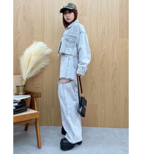 EVRIS「ヴィンテージライクカラーデニムブルゾン【セットアップ着用可能】」|デニムジャケット|