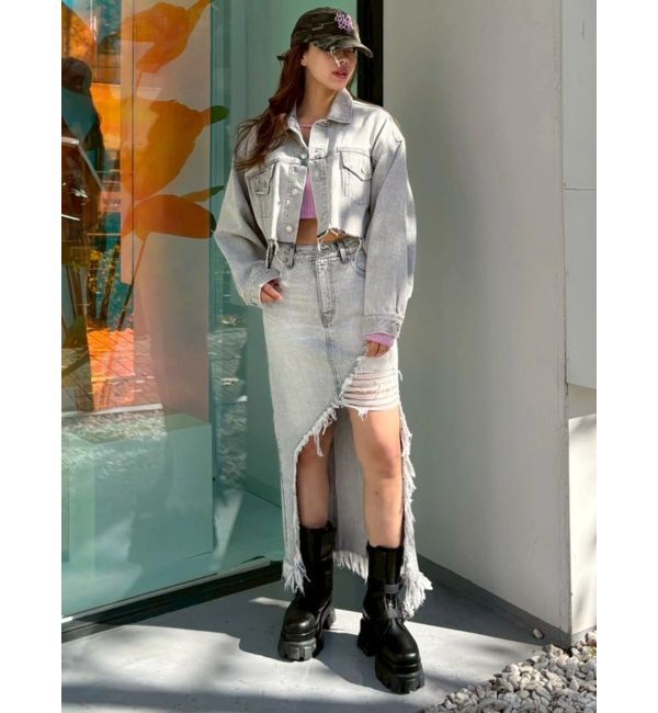 EVRIS「ヴィンテージライクカラーデニムブルゾン【セットアップ着用可能】」|デニムジャケット|