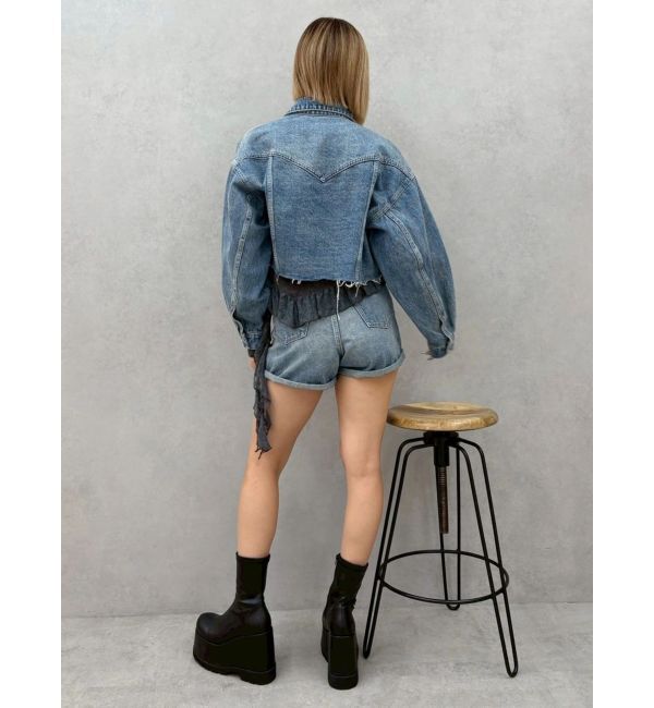 EVRIS「ヴィンテージライクカラーデニムブルゾン【セットアップ着用可能】」|デニムジャケット|