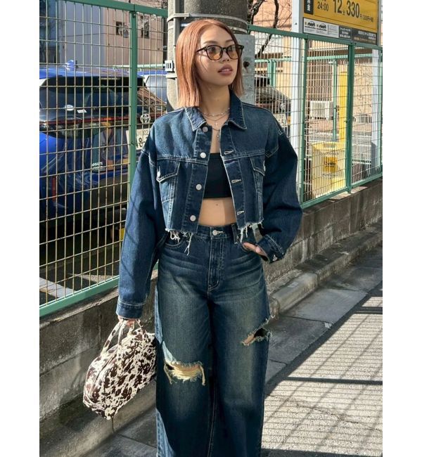 EVRIS「ヴィンテージライクカラーデニムブルゾン【セットアップ着用可能】」|デニムジャケット|