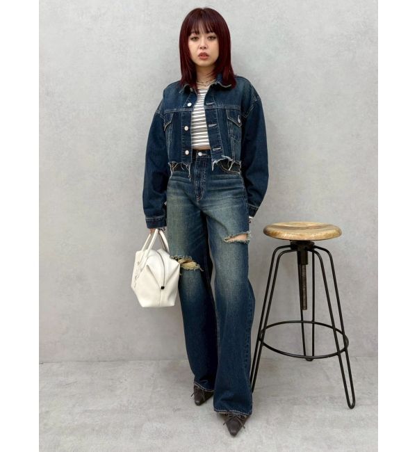 EVRIS「ヴィンテージライクカラーデニムブルゾン【セットアップ着用可能】」|デニムジャケット|