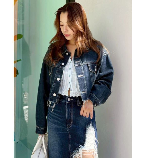 EVRIS「ヴィンテージライクカラーデニムブルゾン【セットアップ着用可能】」|デニムジャケット|