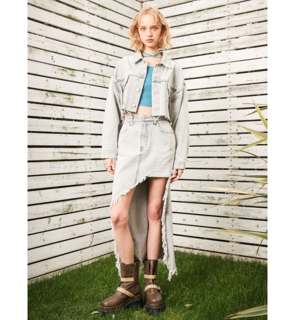 EVRIS「ヴィンテージライクカラーデニムブルゾン【セットアップ着用可能】」|デニムジャケット|