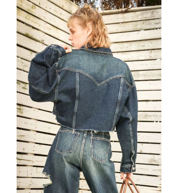EVRIS「ヴィンテージライクカラーデニムブルゾン【セットアップ着用可能】」|デニムジャケット|