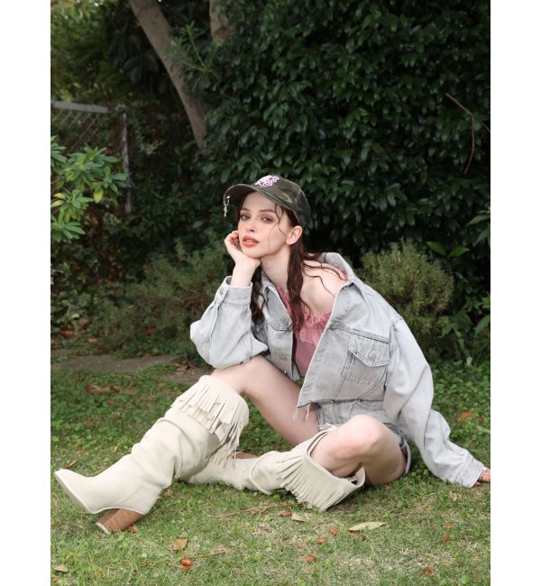 EVRIS「ヴィンテージライクカラーデニムブルゾン【セットアップ着用可能】」|デニムジャケット|