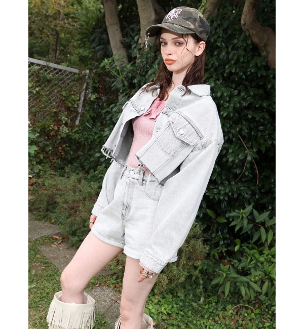 EVRIS「ヴィンテージライクカラーデニムブルゾン【セットアップ着用可能】」|デニムジャケット|