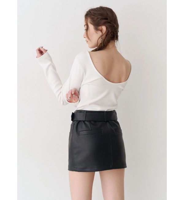 EVRIS「フェイクレザーベルトミニスカート【セットアップ着用可能】」|スカート|