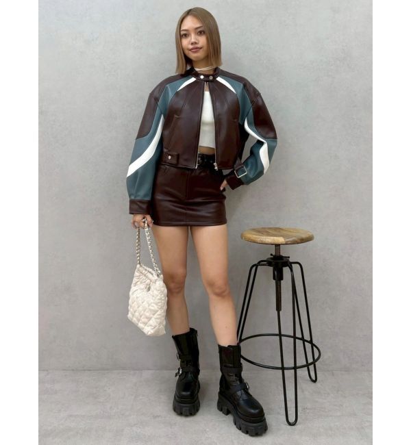 EVRIS「フェイクレザーベルトミニスカート【セットアップ着用可能】」|スカート|