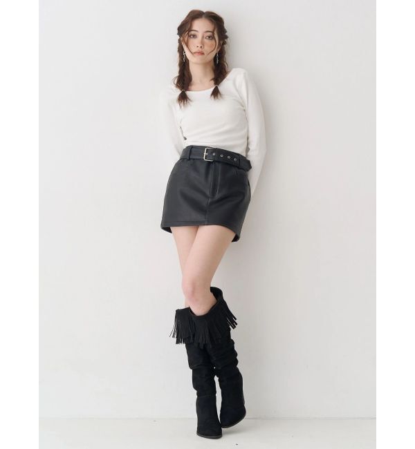 EVRIS「フェイクレザーベルトミニスカート【セットアップ着用可能】」|スカート|