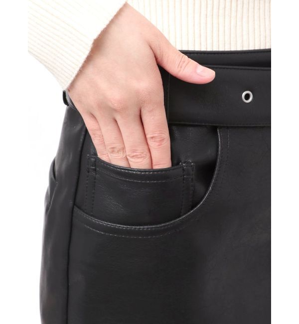 EVRIS「フェイクレザーベルトミニスカート【セットアップ着用可能】」|スカート|