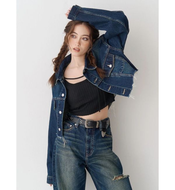 EVRIS「カットアウトワイドデニムパンツ【セットアップ着用可能】」|デニム|